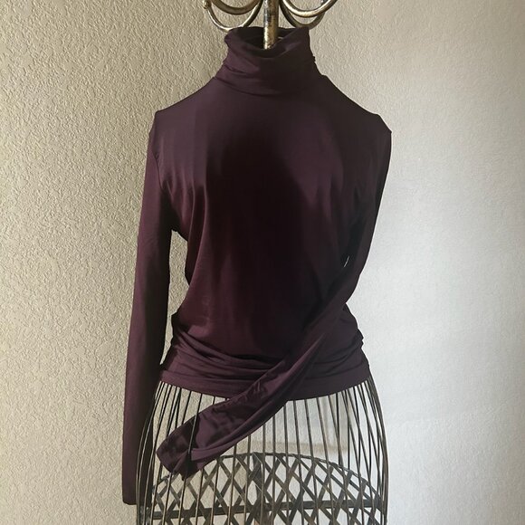 H&M A Luxurious Soft Sheen Finish Soft Touch Silky Fitted Turtleneck Top - Picture 9 of 14